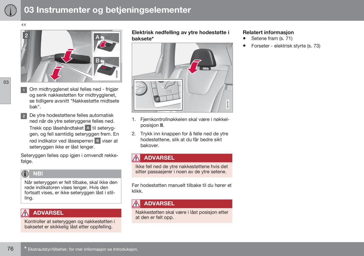 Volvo XC60 I 1 FL bruksanvisningen / page 78