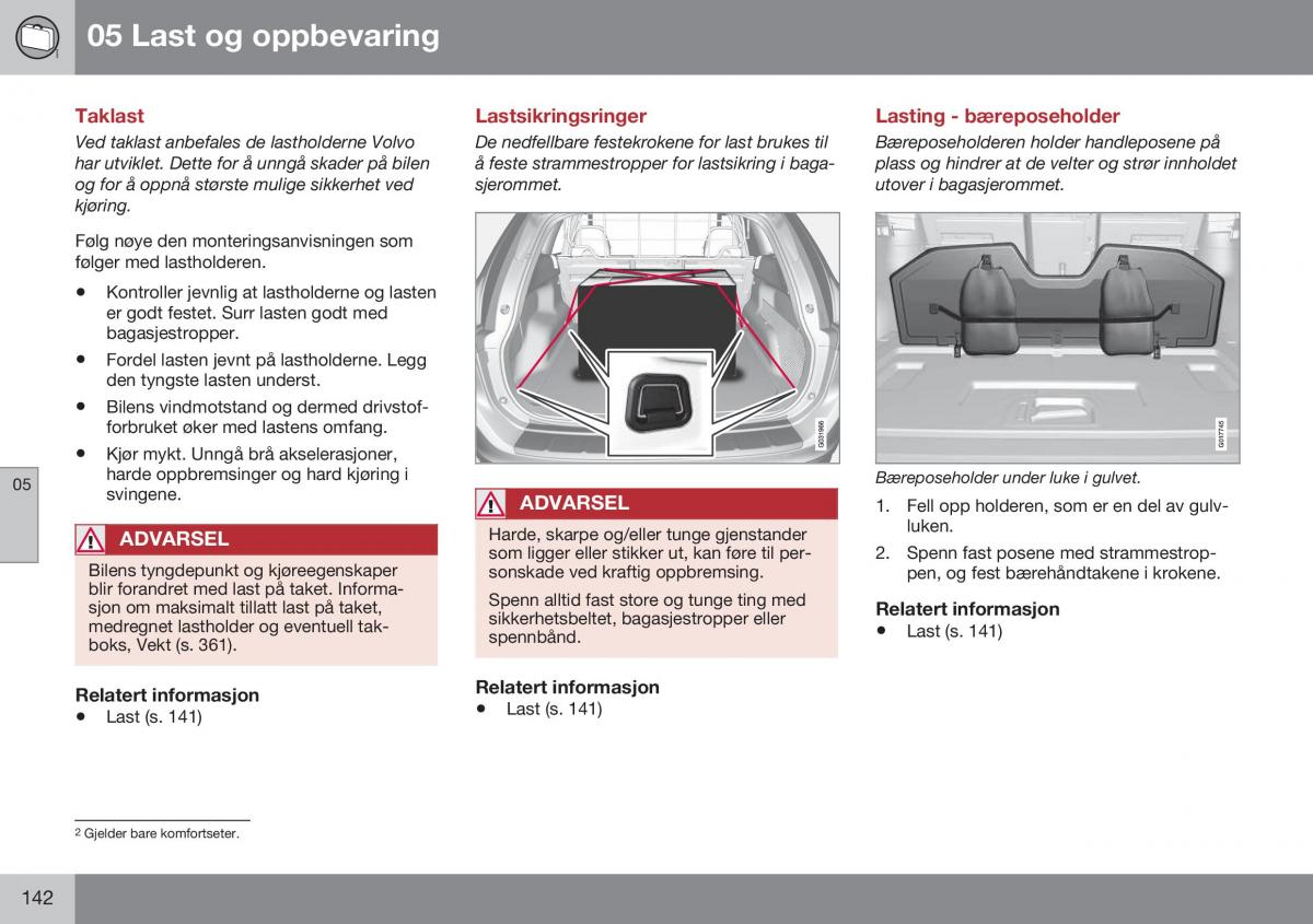 Volvo XC60 I 1 FL bruksanvisningen / page 144