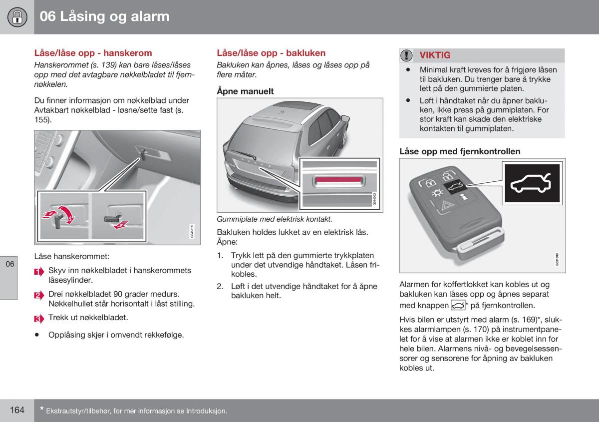 Volvo XC60 I 1 FL bruksanvisningen / page 166