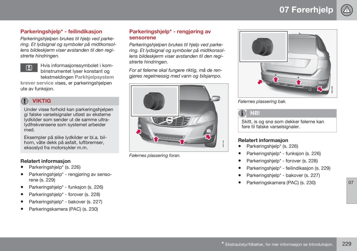 Volvo XC60 I 1 FL bruksanvisningen / page 231