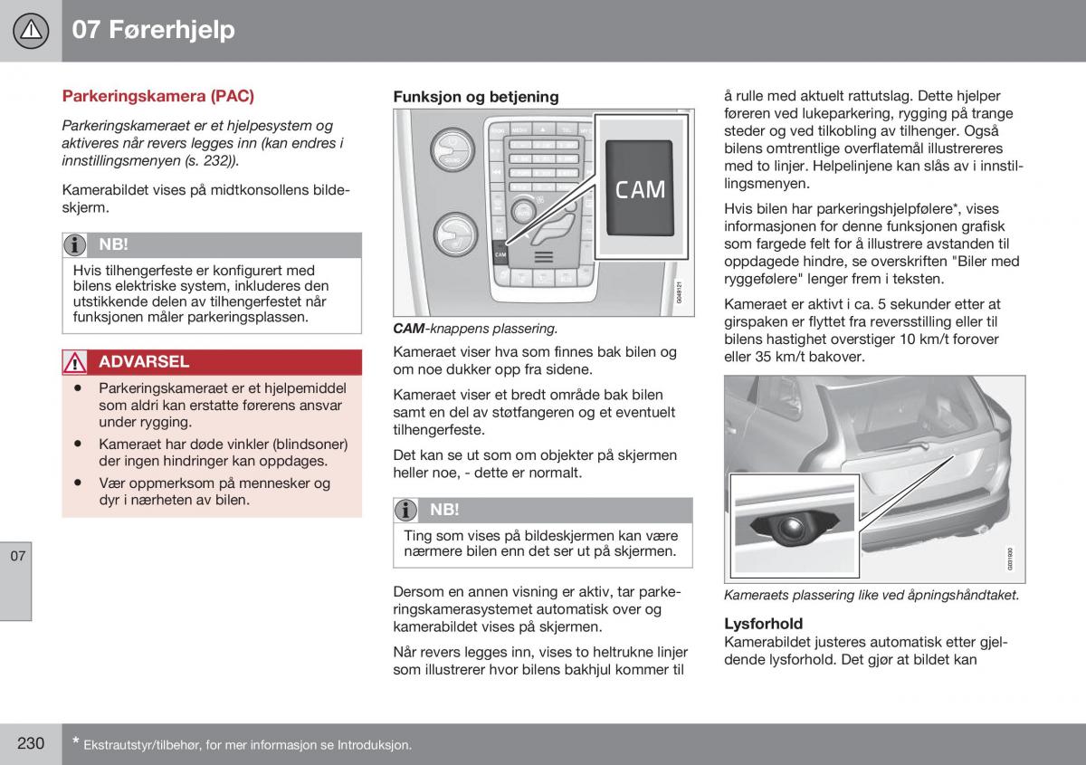 Volvo XC60 I 1 FL bruksanvisningen / page 232