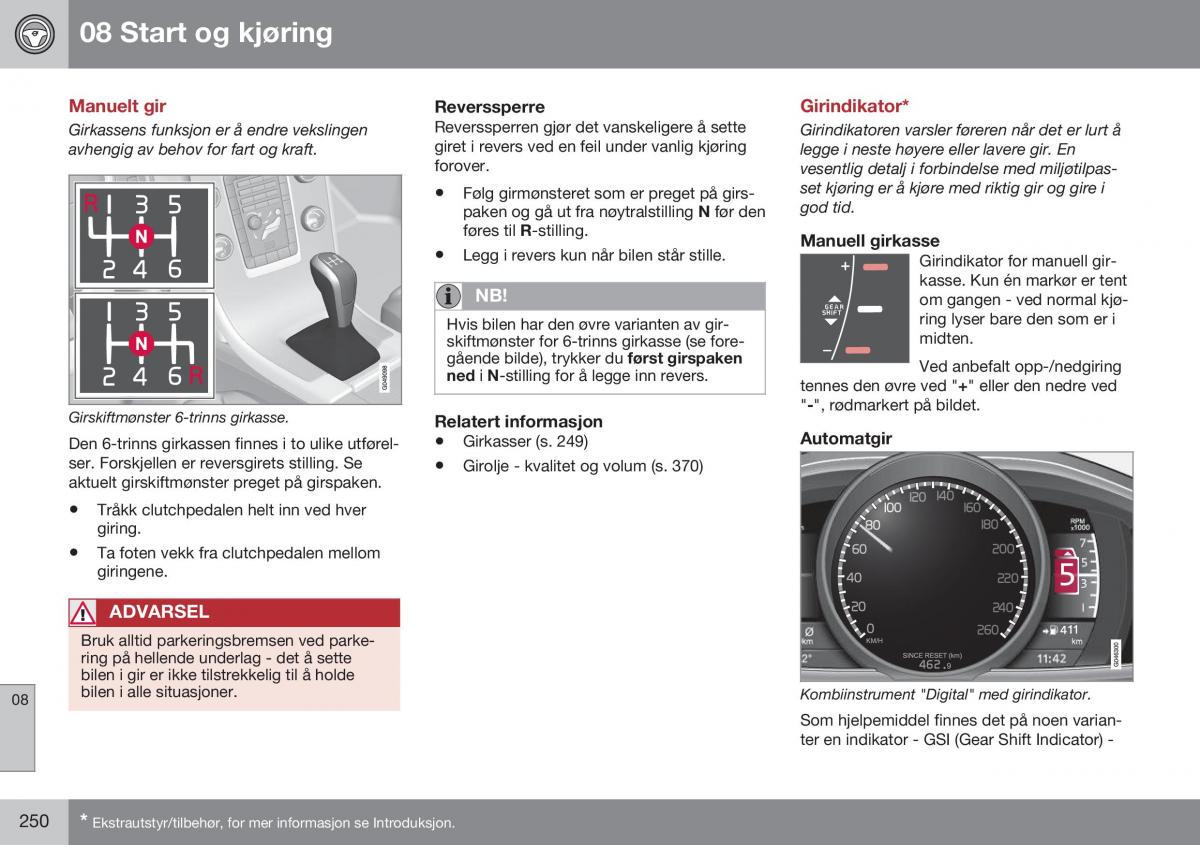 Volvo XC60 I 1 FL bruksanvisningen / page 252