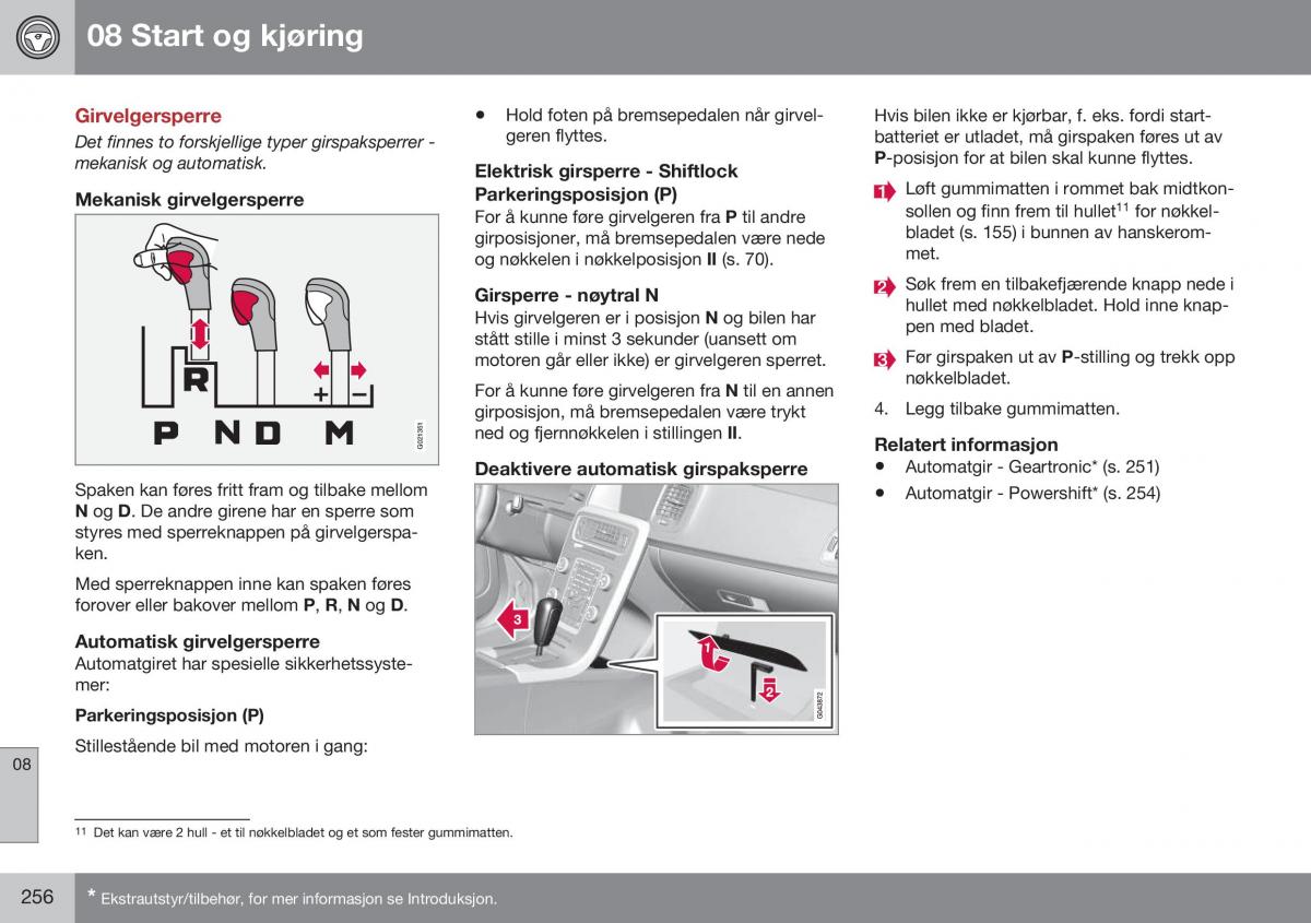 Volvo XC60 I 1 FL bruksanvisningen / page 258