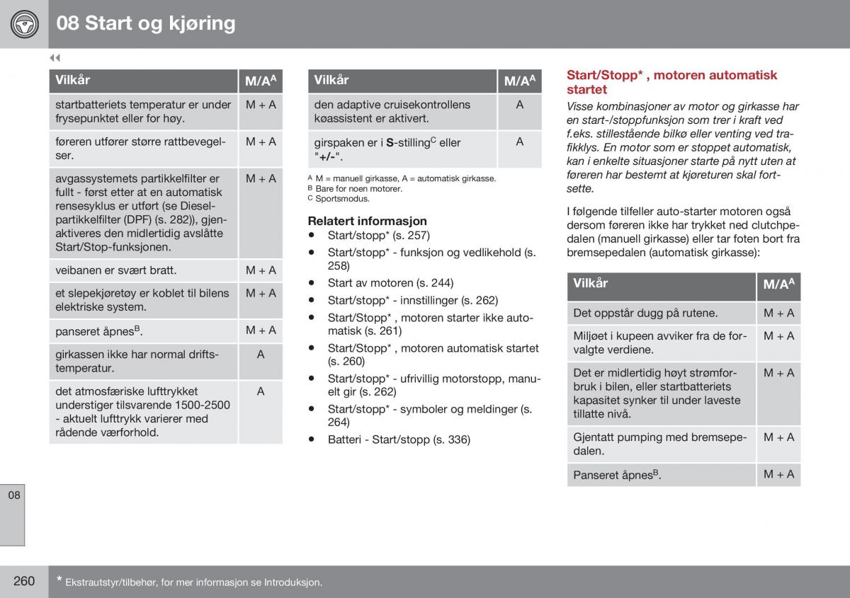 Volvo XC60 I 1 FL bruksanvisningen / page 262