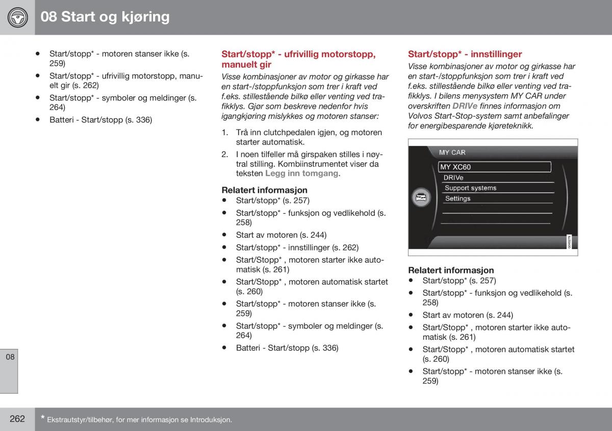 Volvo XC60 I 1 FL bruksanvisningen / page 264