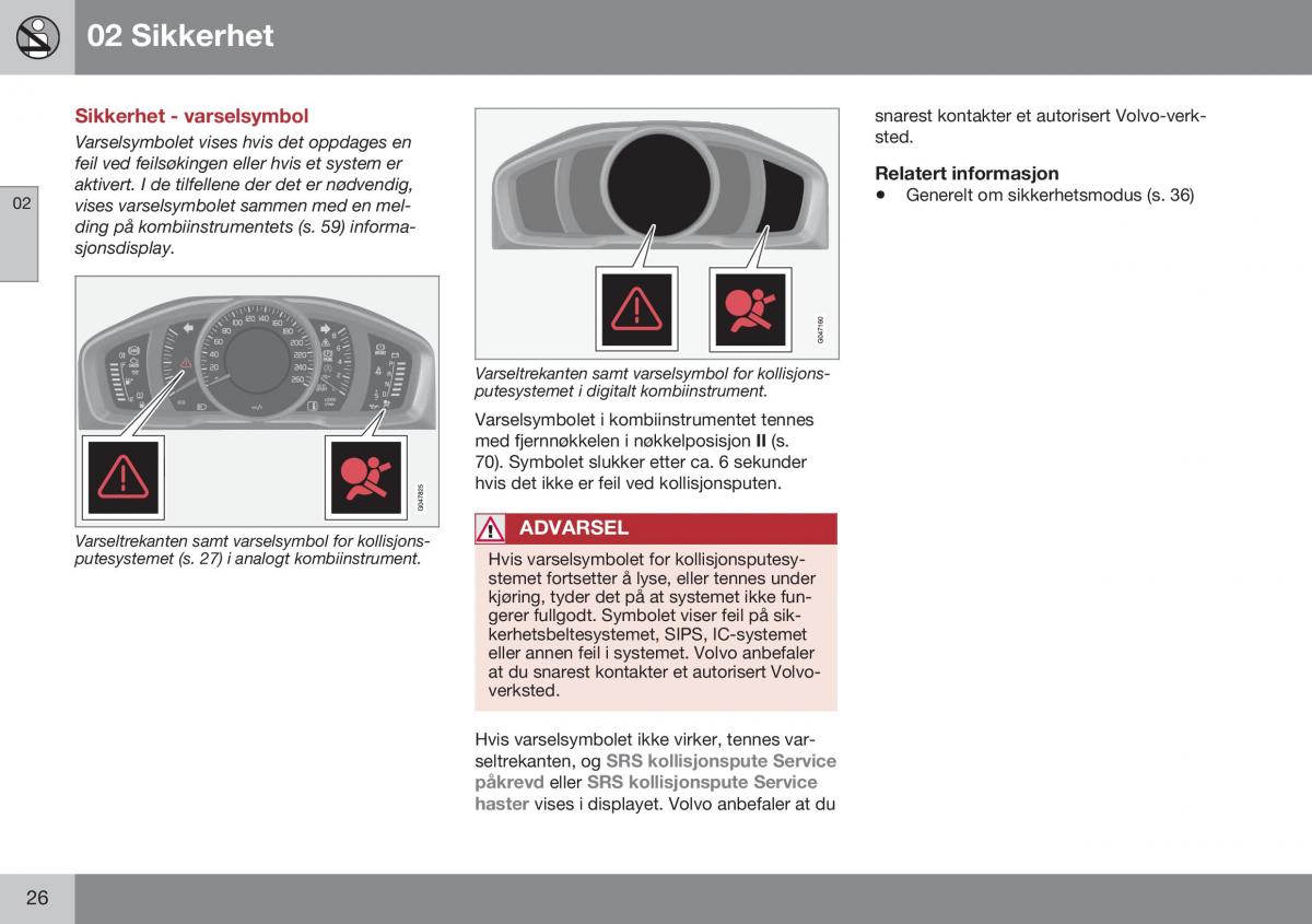 Volvo XC60 I 1 FL bruksanvisningen / page 28