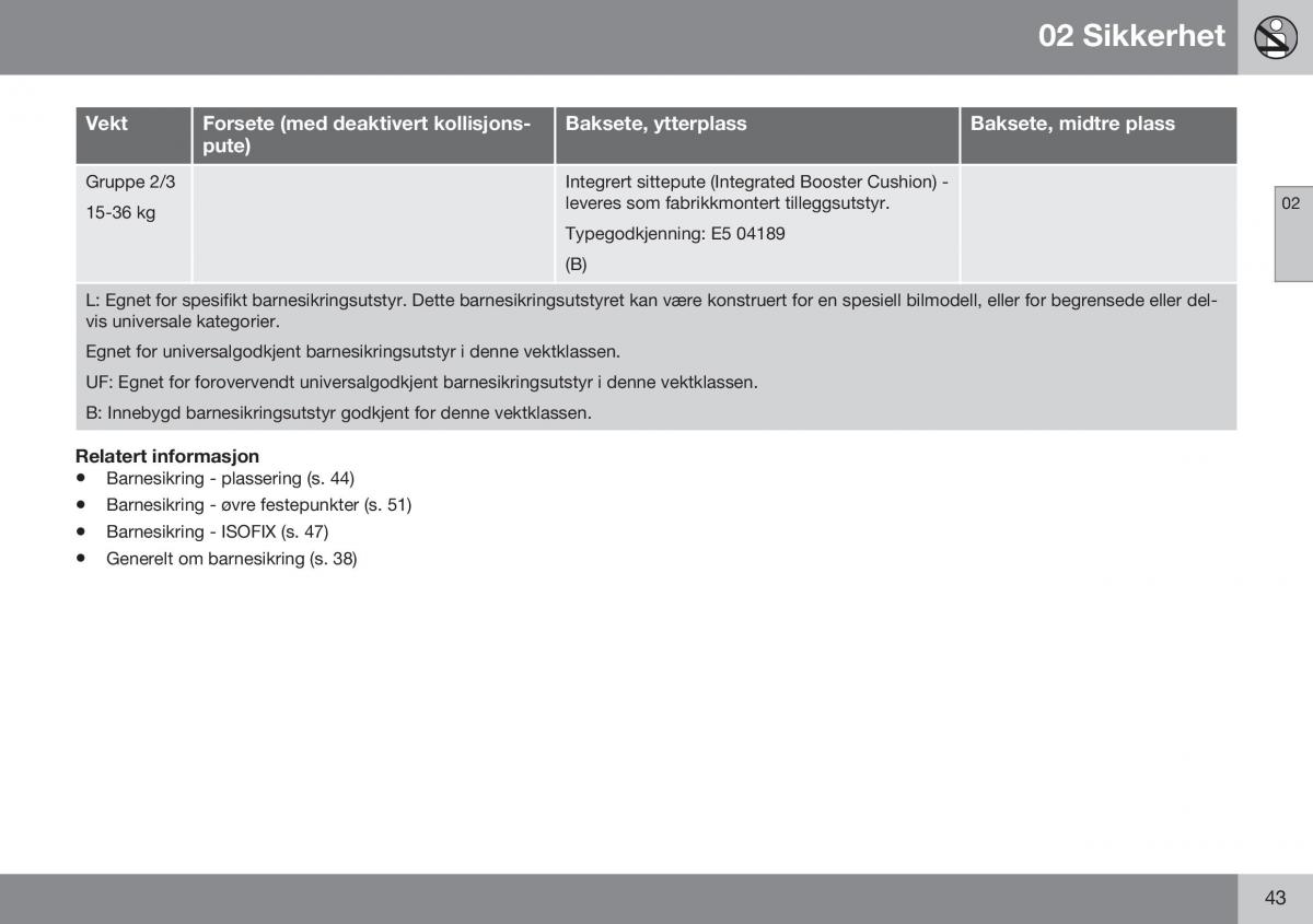 Volvo XC60 I 1 FL bruksanvisningen / page 45