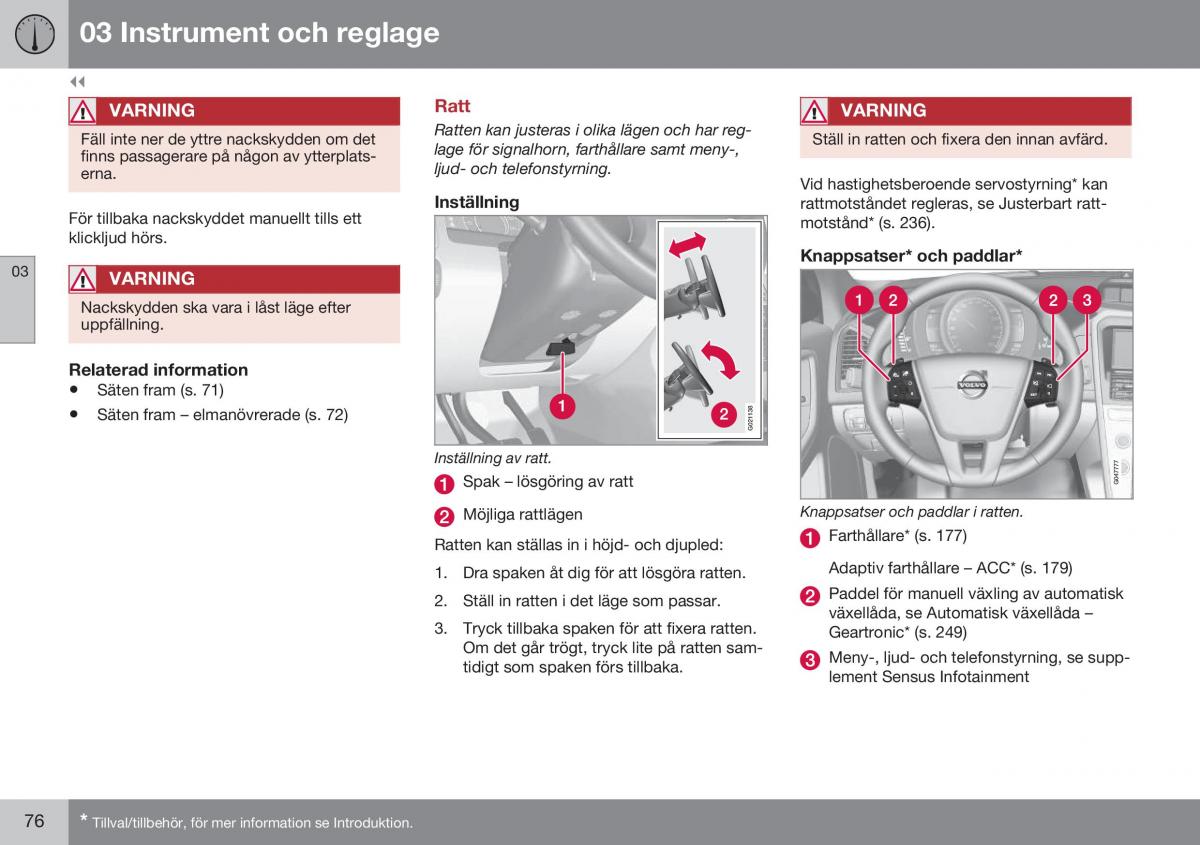 Volvo XC60 I 1 FL instruktionsbok / page 78