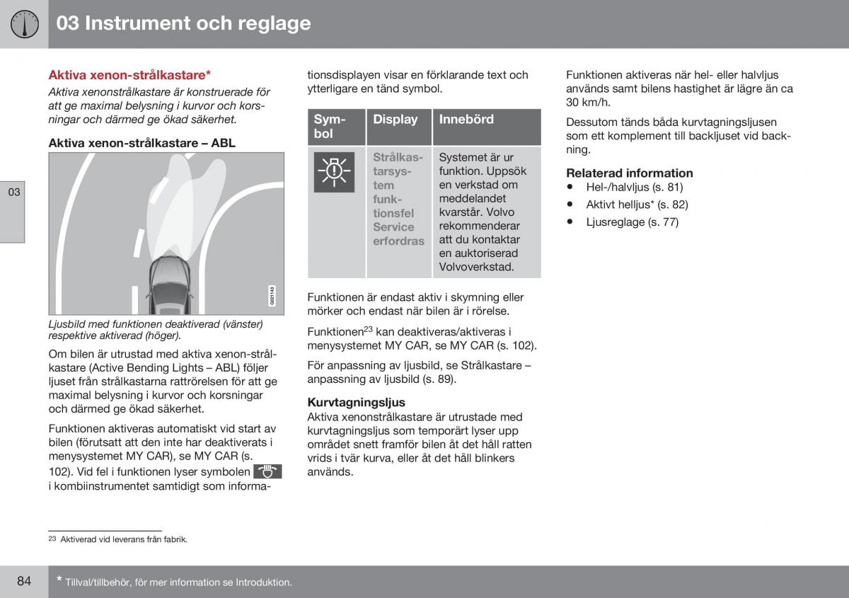 Volvo XC60 I 1 FL instruktionsbok / page 86