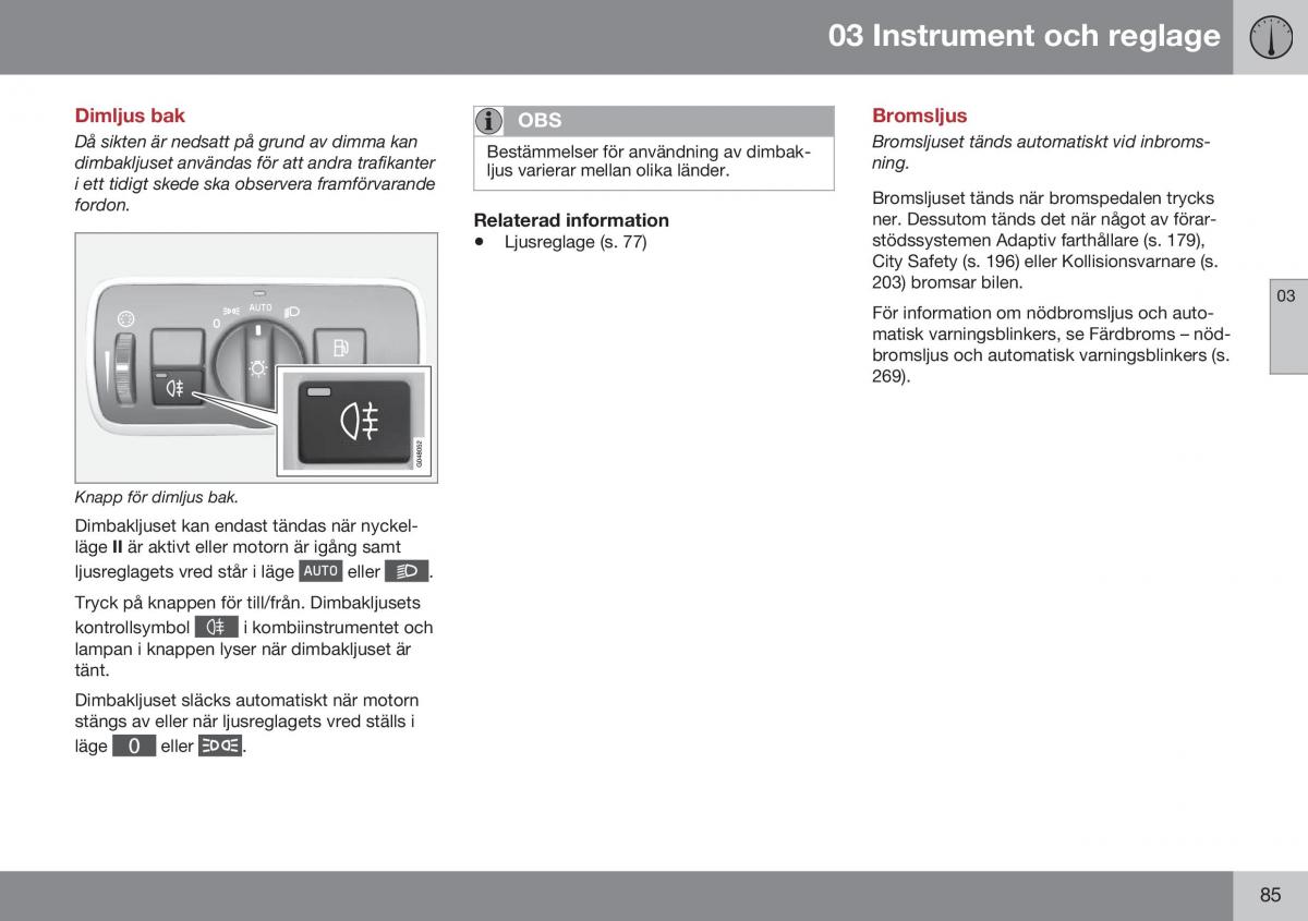 Volvo XC60 I 1 FL instruktionsbok / page 87