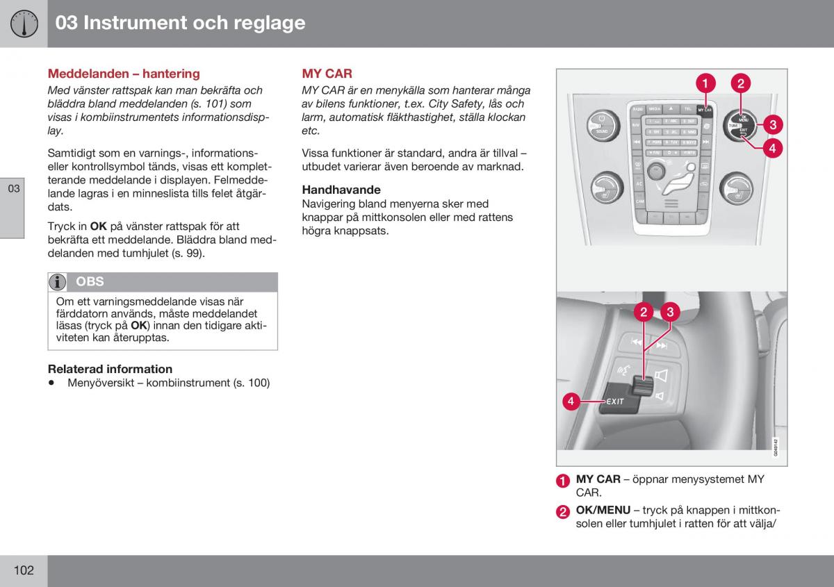 Volvo XC60 I 1 FL instruktionsbok / page 104