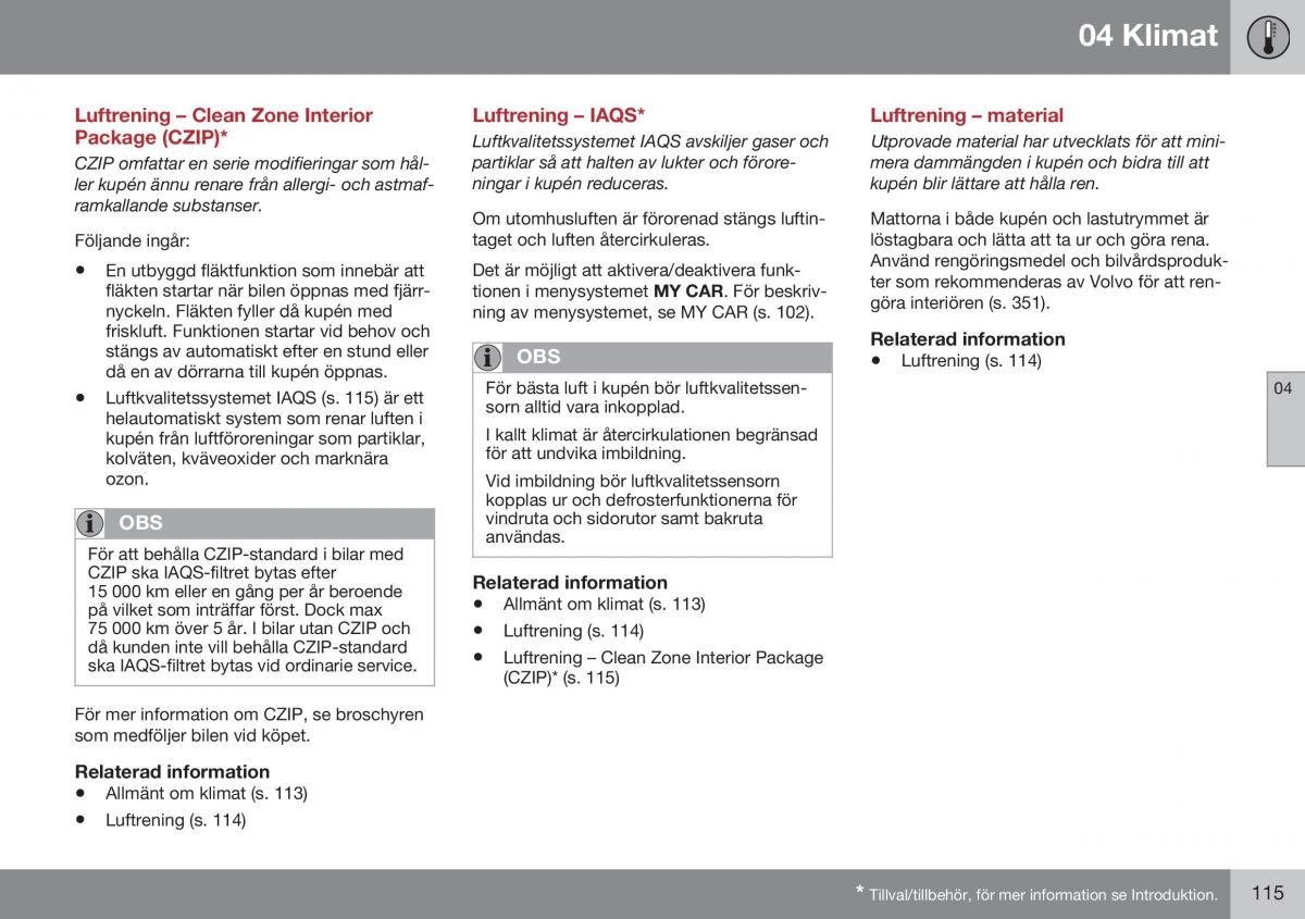 Volvo XC60 I 1 FL instruktionsbok / page 117