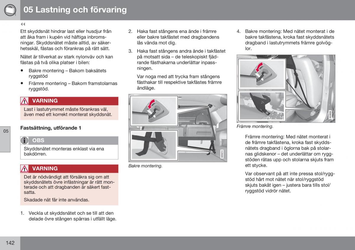 Volvo XC60 I 1 FL instruktionsbok / page 144