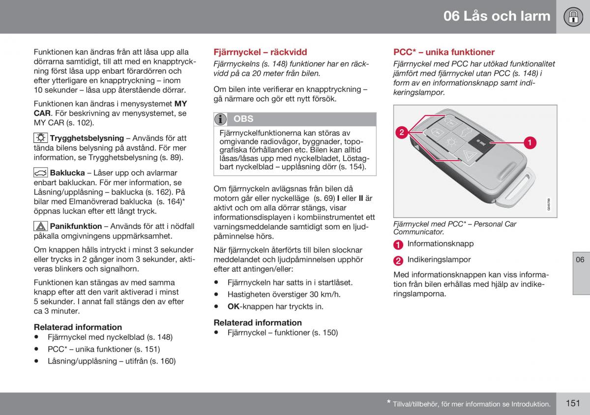 Volvo XC60 I 1 FL instruktionsbok / page 153