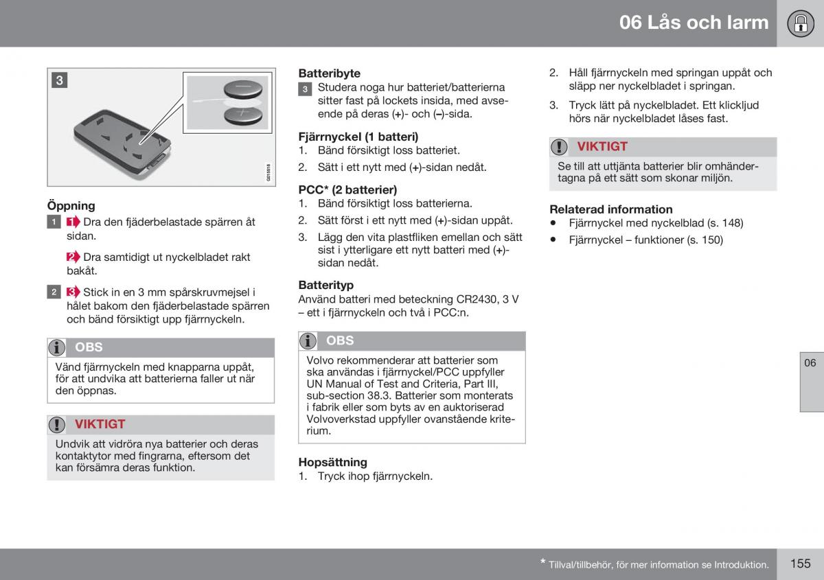 Volvo XC60 I 1 FL instruktionsbok / page 157