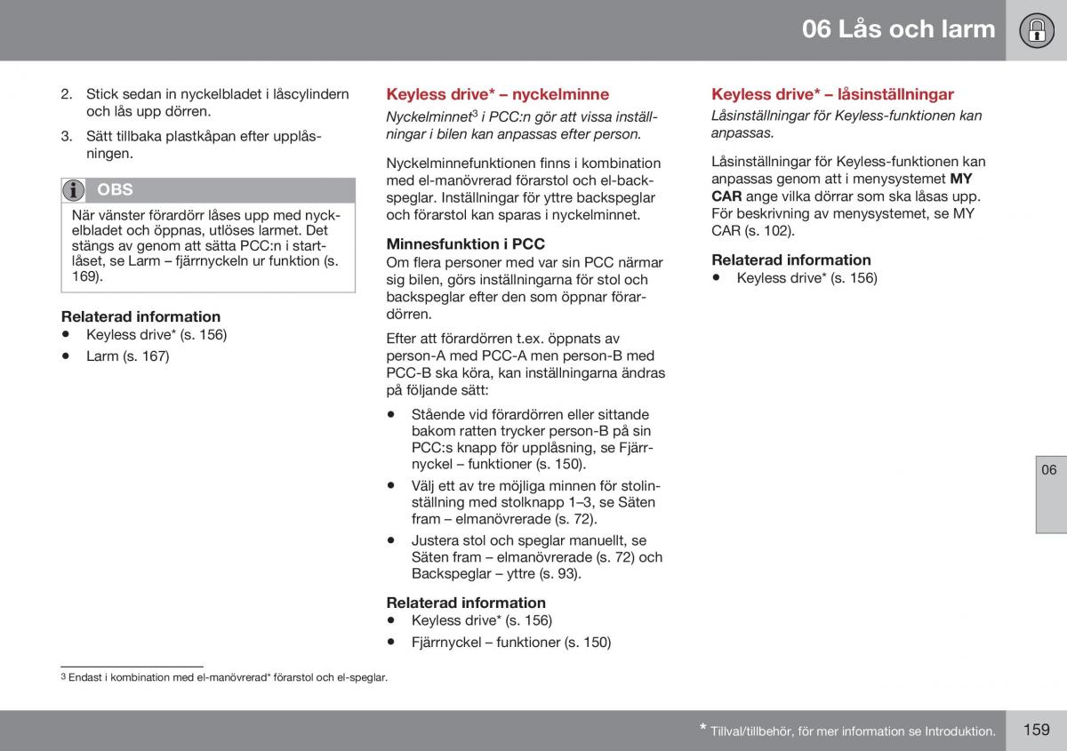 Volvo XC60 I 1 FL instruktionsbok / page 161