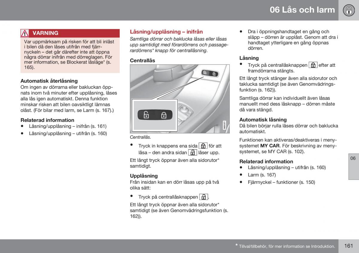 Volvo XC60 I 1 FL instruktionsbok / page 163