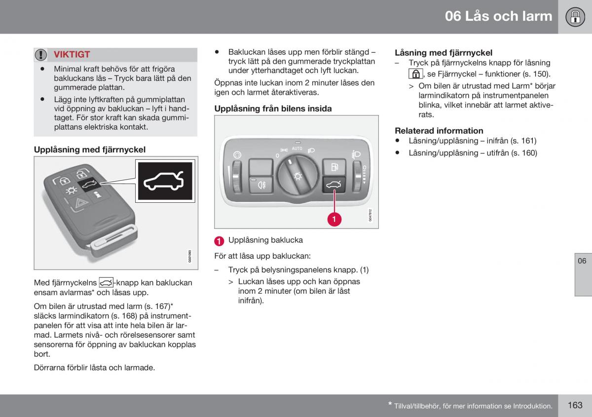 Volvo XC60 I 1 FL instruktionsbok / page 165