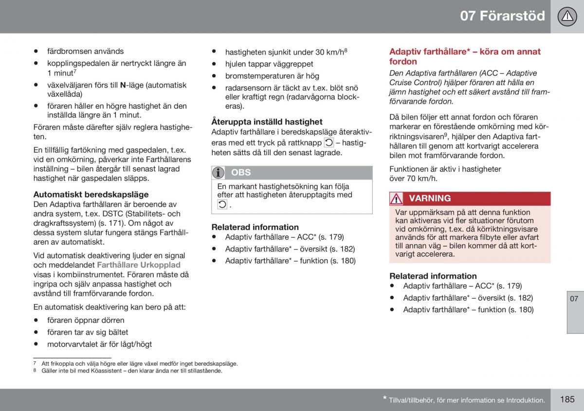 Volvo XC60 I 1 FL instruktionsbok / page 187