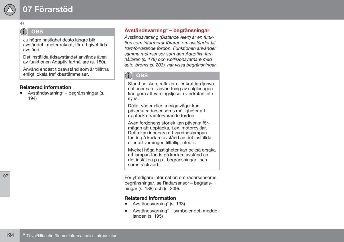 Volvo XC60 I 1 FL instruktionsbok / page 196