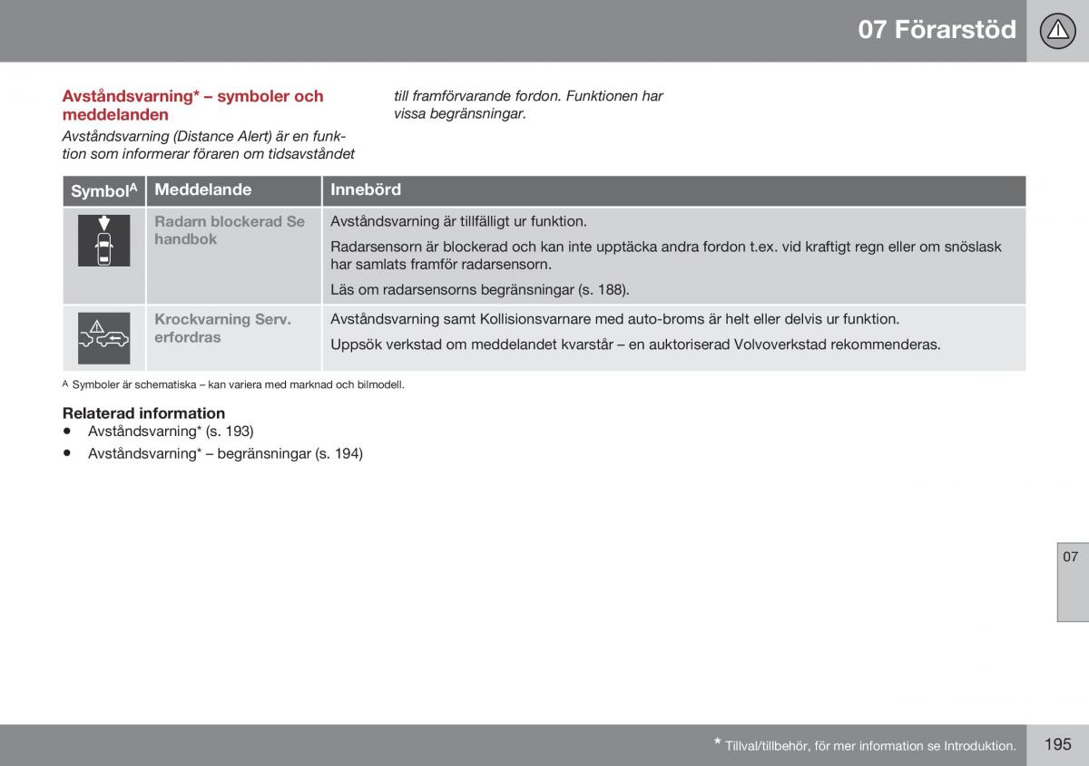 Volvo XC60 I 1 FL instruktionsbok / page 197