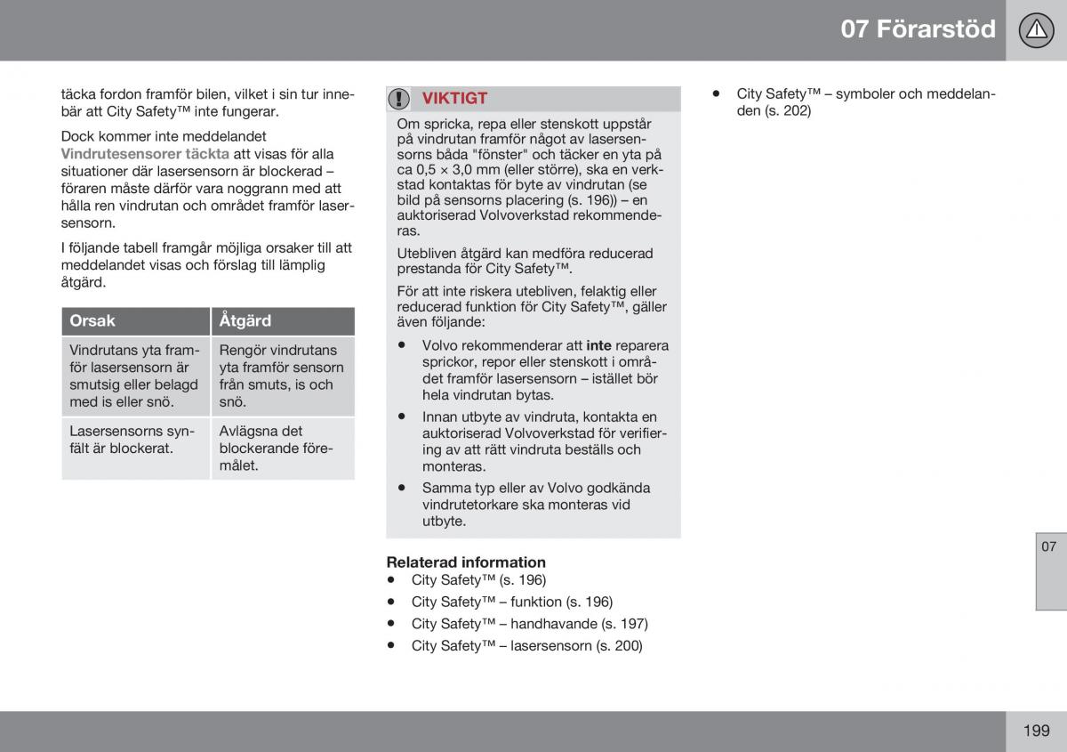 Volvo XC60 I 1 FL instruktionsbok / page 201