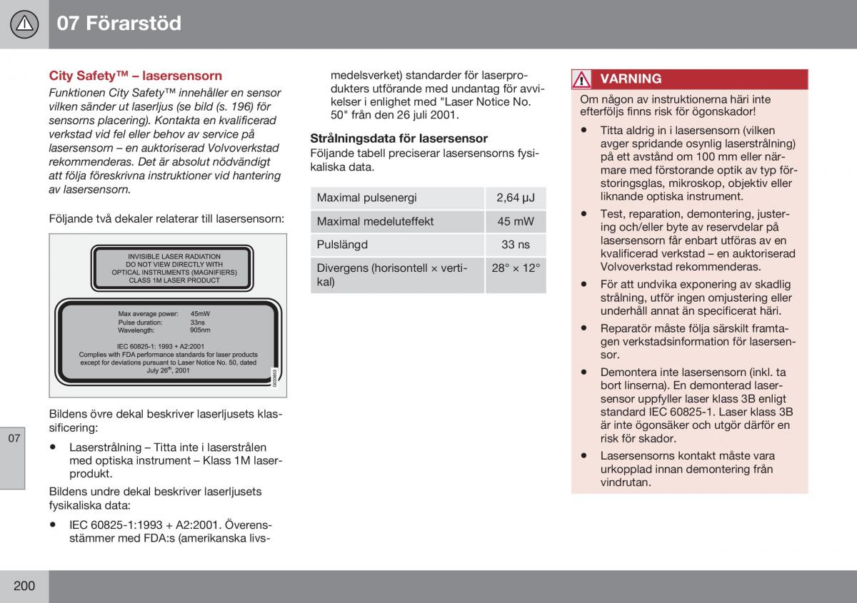 Volvo XC60 I 1 FL instruktionsbok / page 202