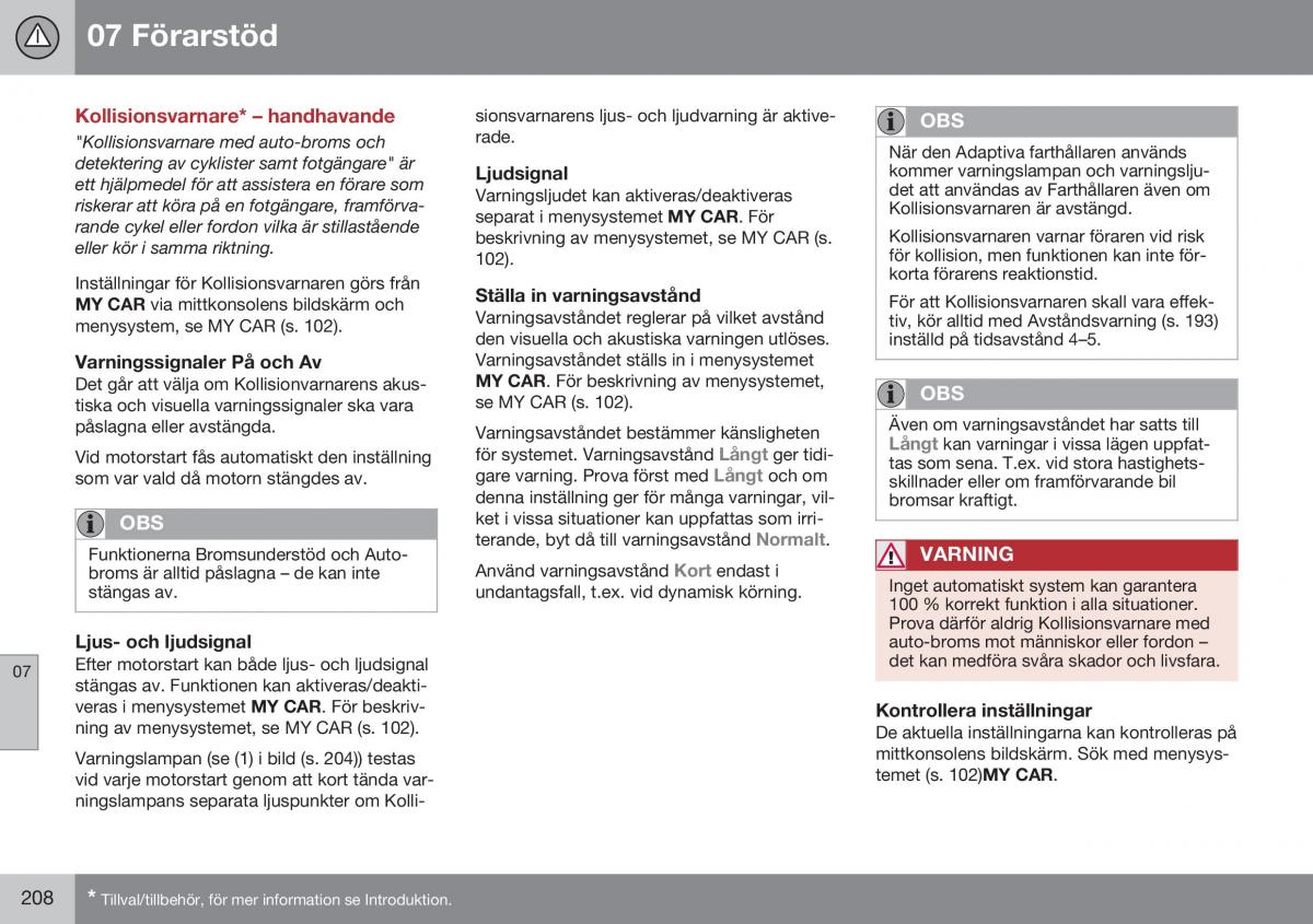 Volvo XC60 I 1 FL instruktionsbok / page 210