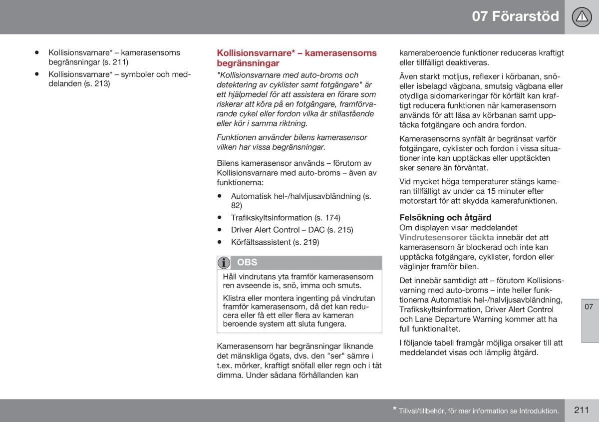 Volvo XC60 I 1 FL instruktionsbok / page 213