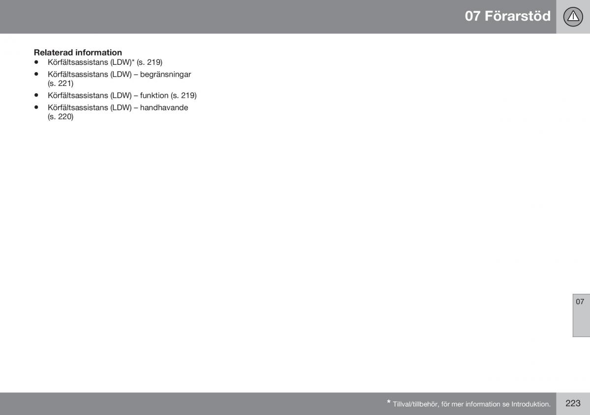 Volvo XC60 I 1 FL instruktionsbok / page 225