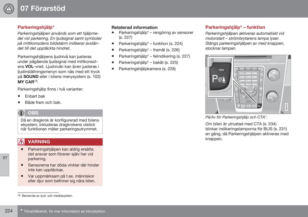 Volvo XC60 I 1 FL instruktionsbok / page 226