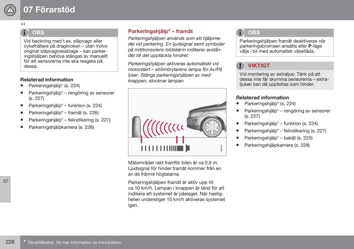 Volvo XC60 I 1 FL instruktionsbok / page 228