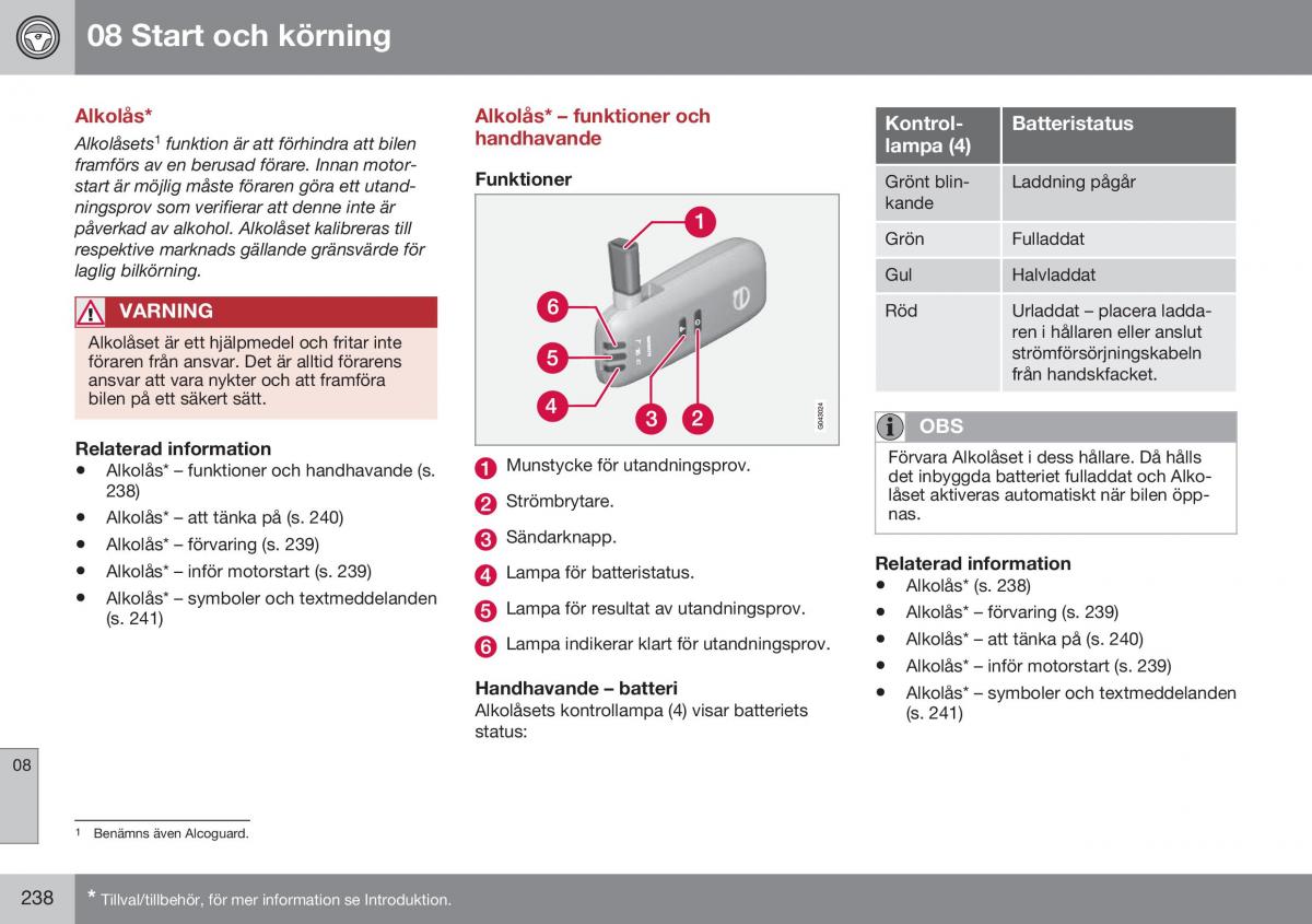 Volvo XC60 I 1 FL instruktionsbok / page 240