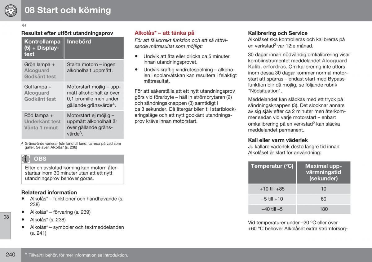 Volvo XC60 I 1 FL instruktionsbok / page 242