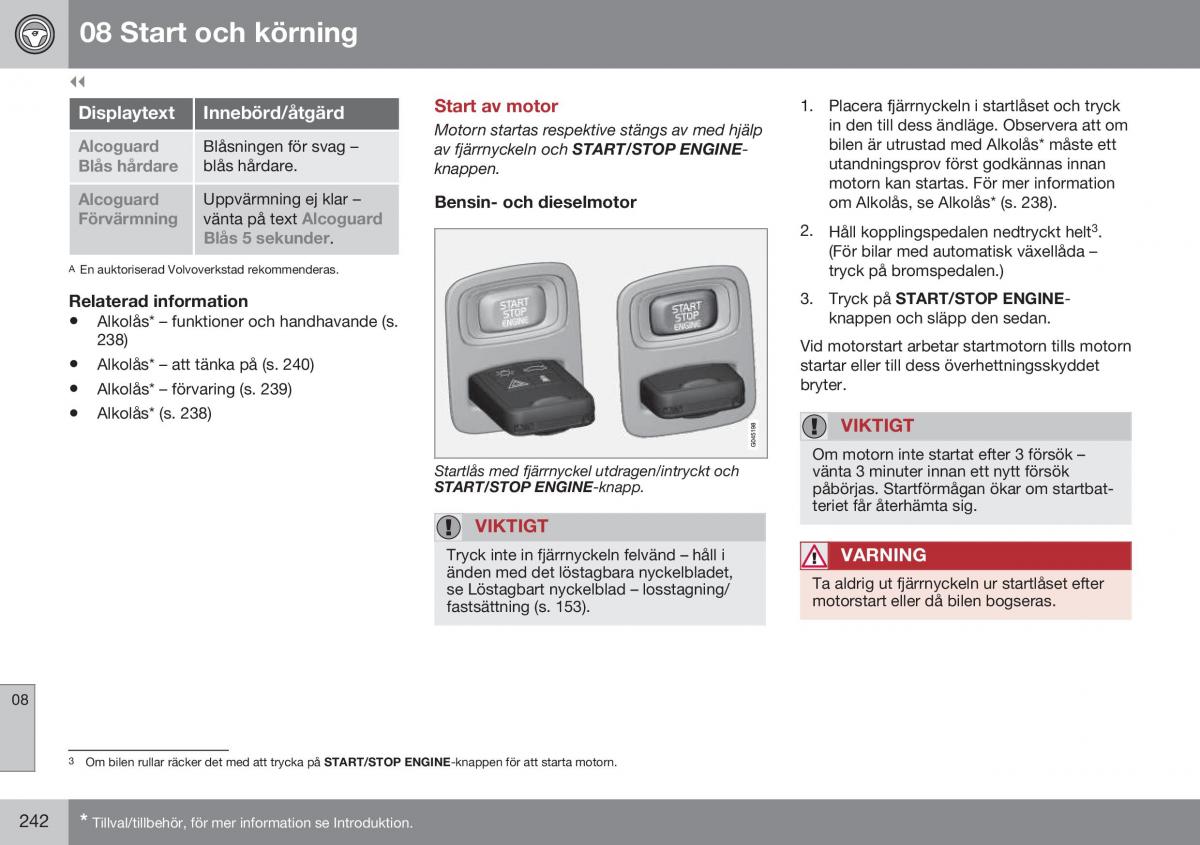 Volvo XC60 I 1 FL instruktionsbok / page 244