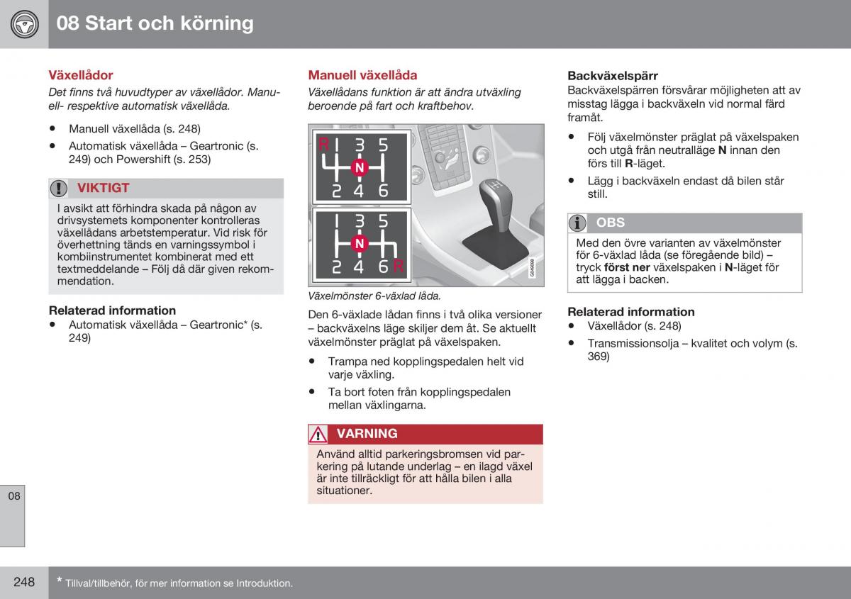 Volvo XC60 I 1 FL instruktionsbok / page 250