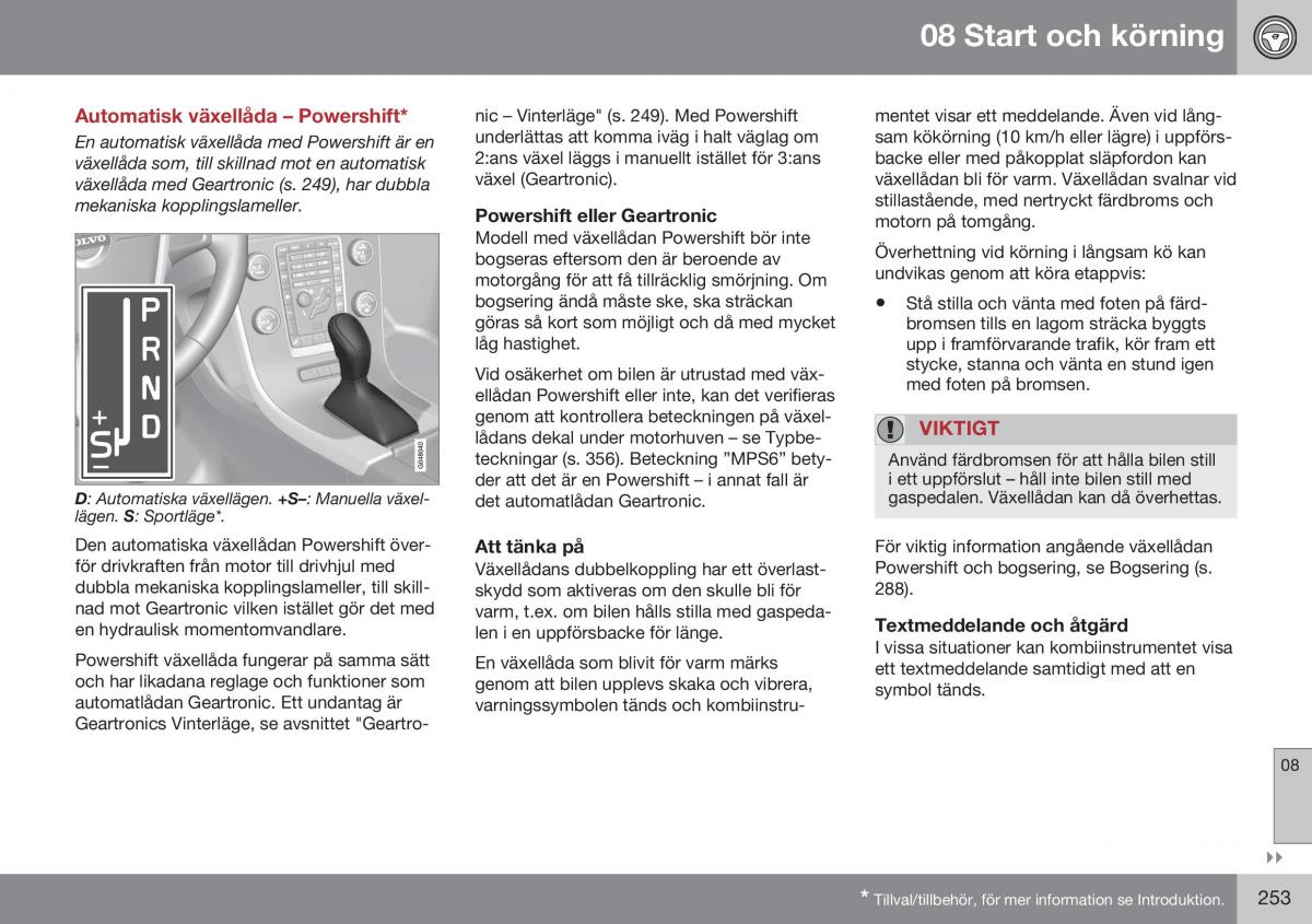 Volvo XC60 I 1 FL instruktionsbok / page 255