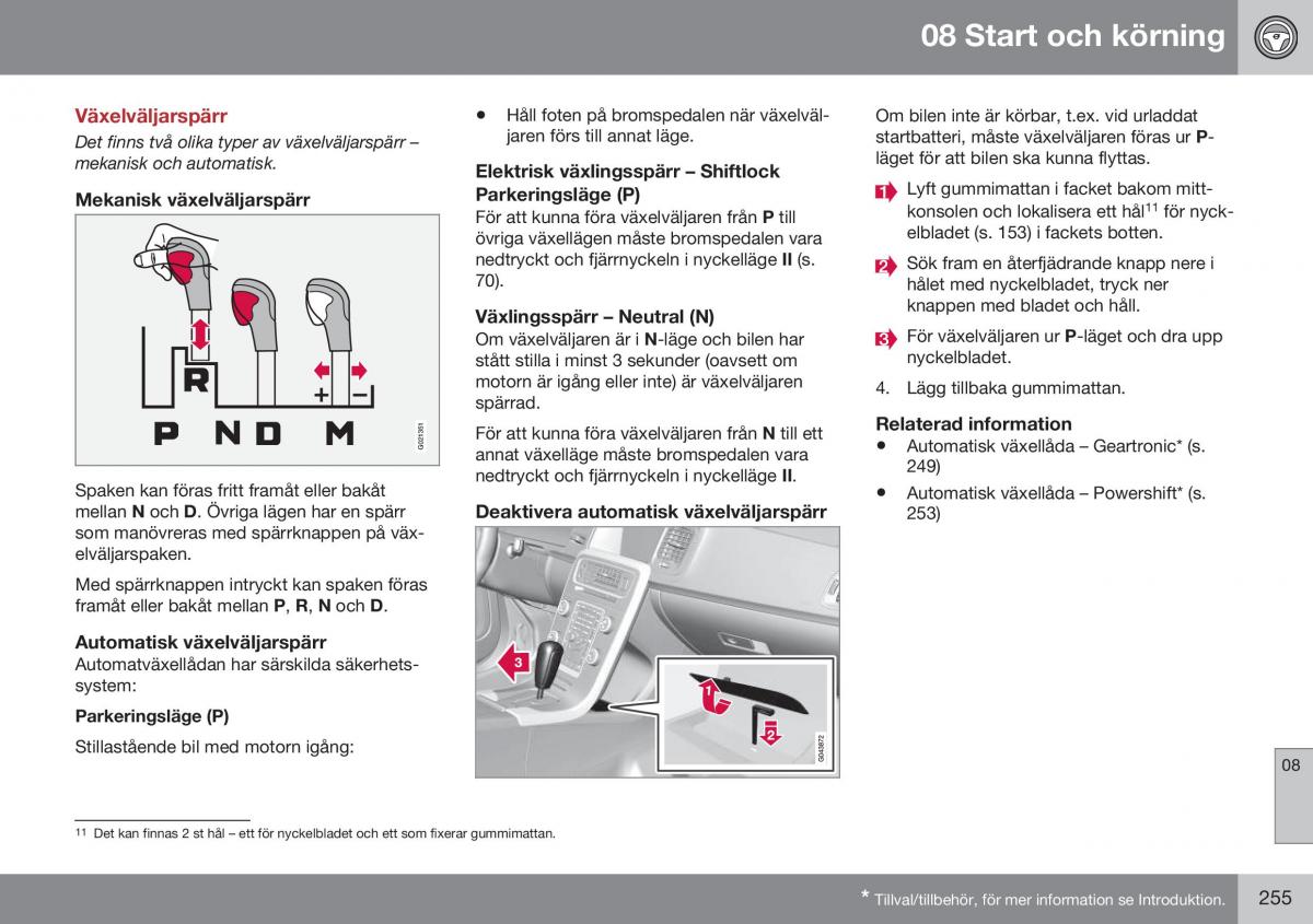 Volvo XC60 I 1 FL instruktionsbok / page 257