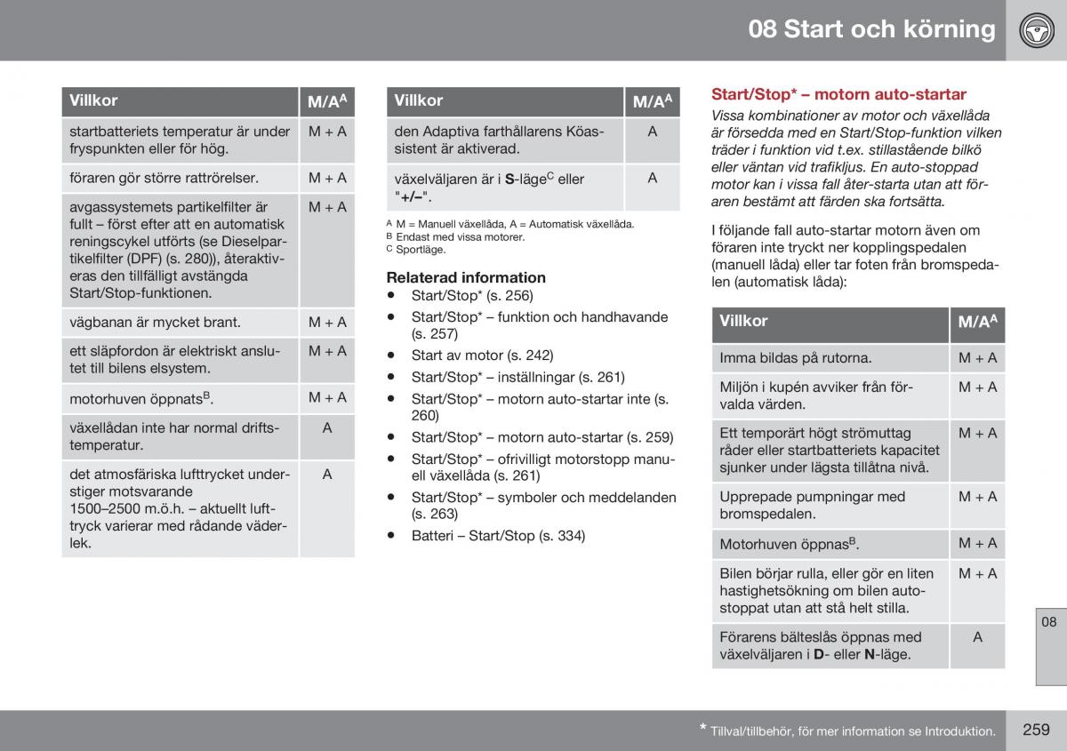 Volvo XC60 I 1 FL instruktionsbok / page 261