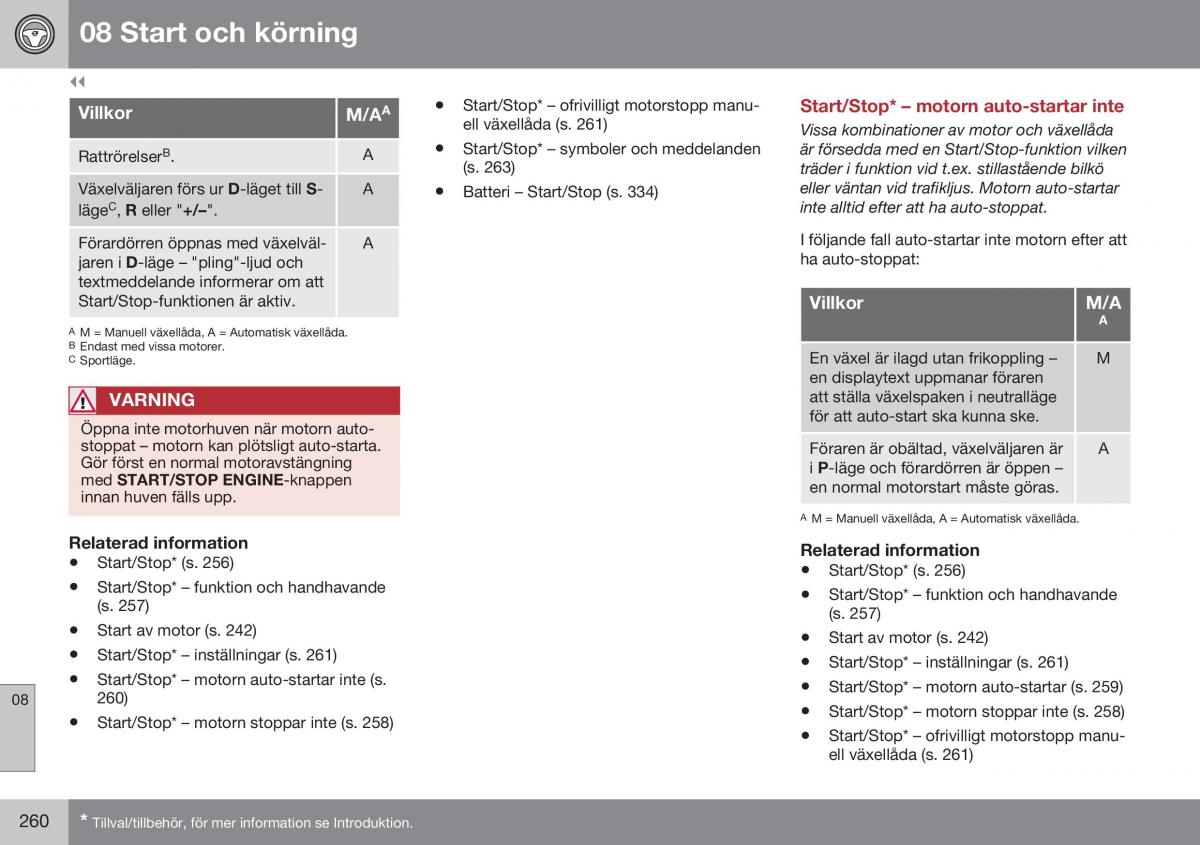 Volvo XC60 I 1 FL instruktionsbok / page 262