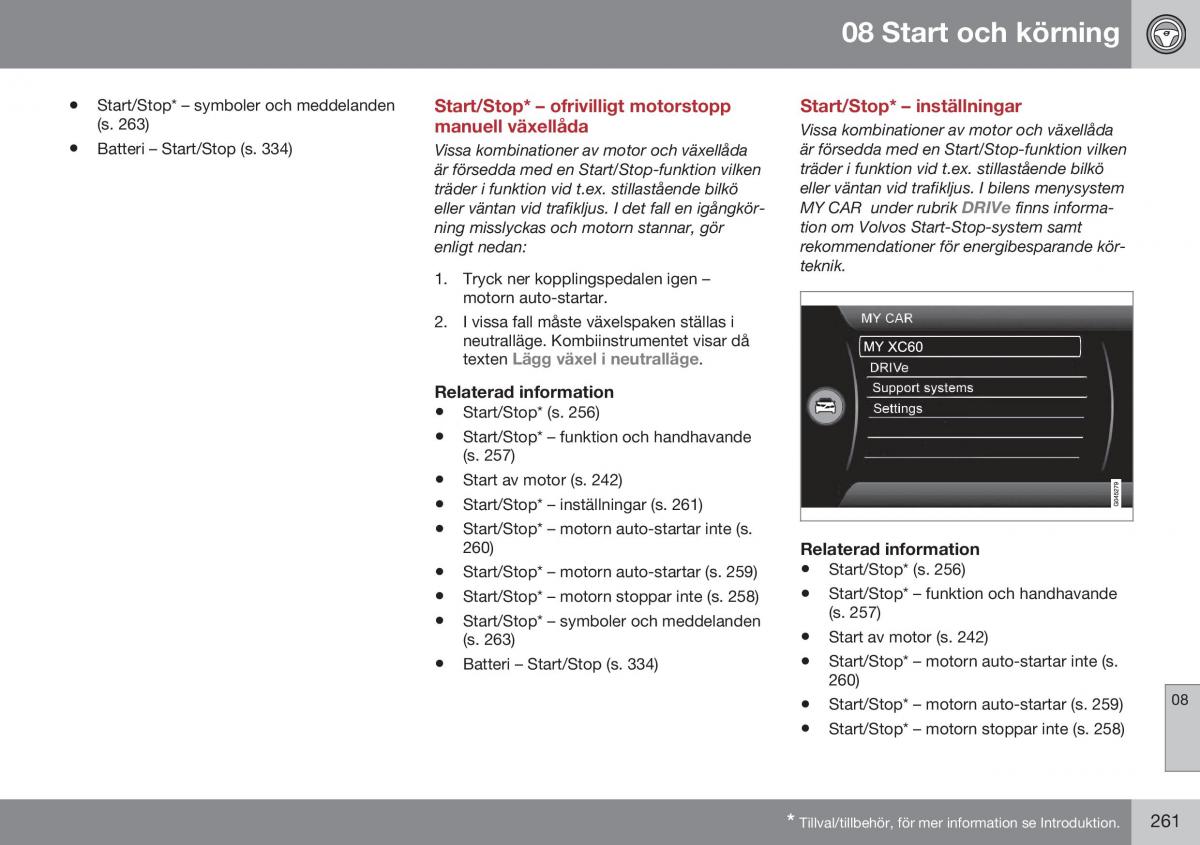 Volvo XC60 I 1 FL instruktionsbok / page 263