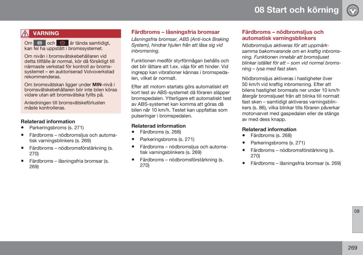 Volvo XC60 I 1 FL instruktionsbok / page 271