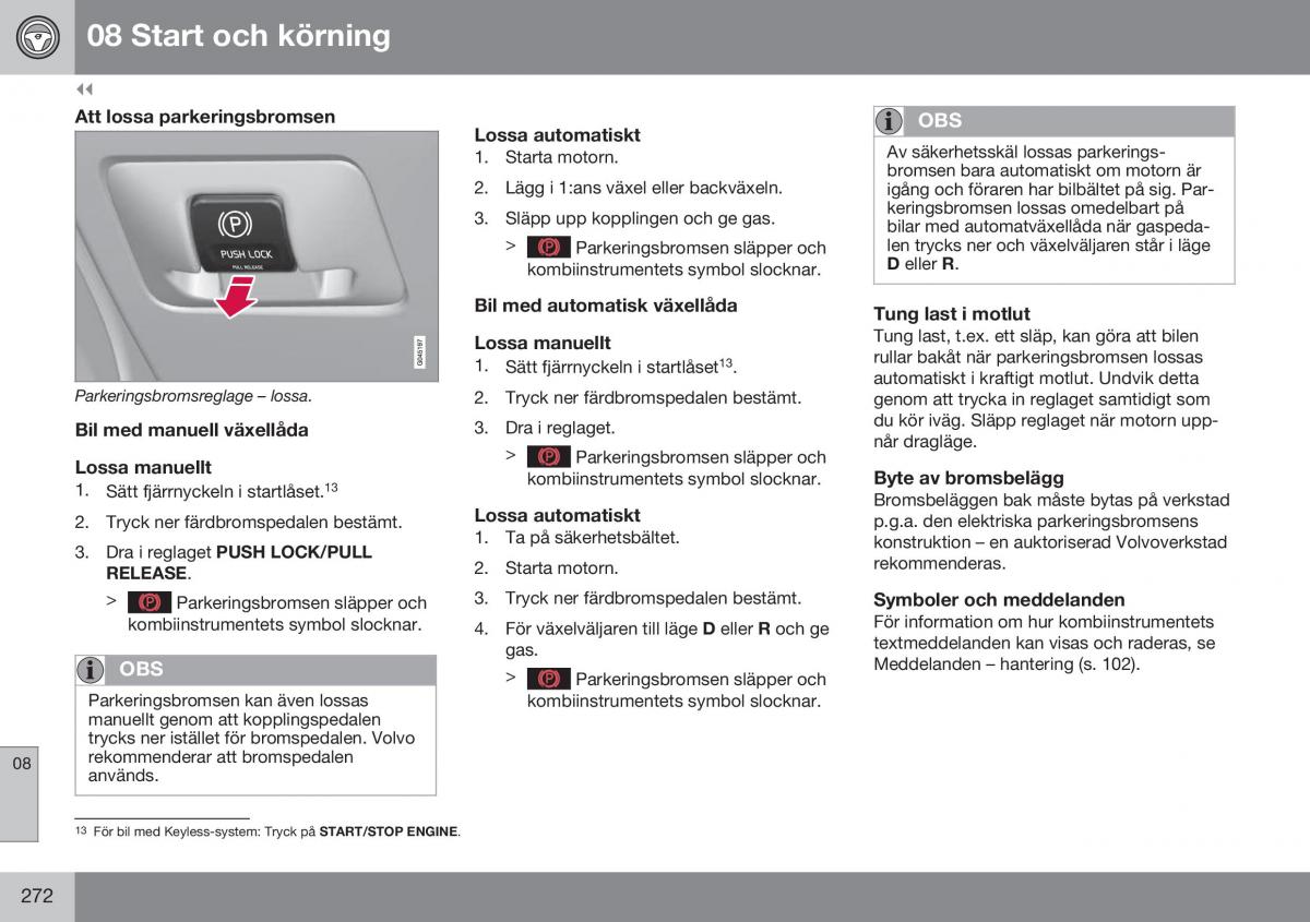 Volvo XC60 I 1 FL instruktionsbok / page 274