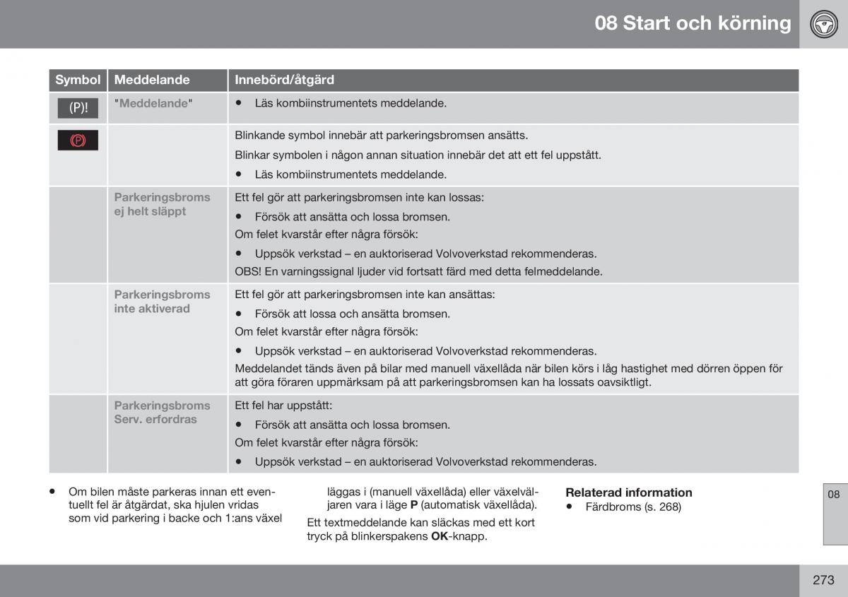 Volvo XC60 I 1 FL instruktionsbok / page 275