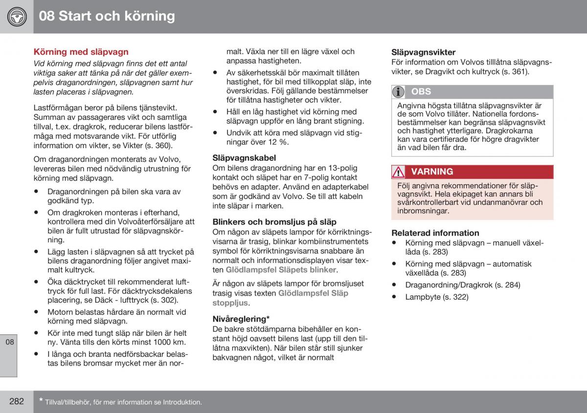 Volvo XC60 I 1 FL instruktionsbok / page 284