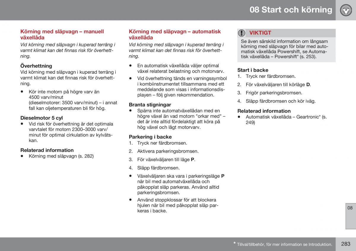 Volvo XC60 I 1 FL instruktionsbok / page 285