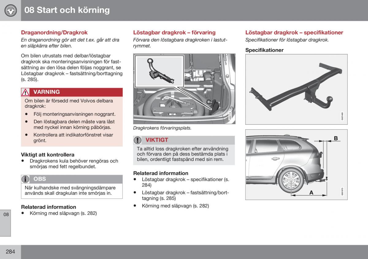 Volvo XC60 I 1 FL instruktionsbok / page 286