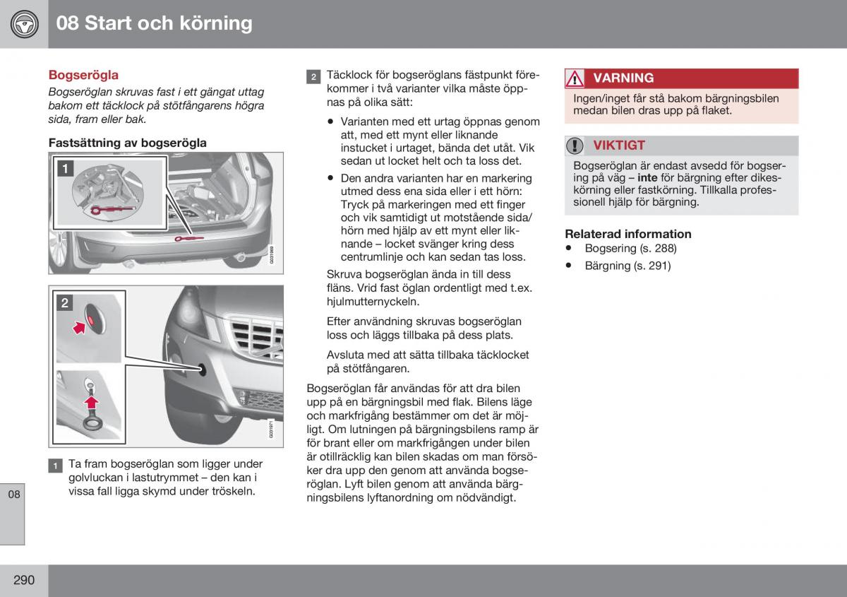 Volvo XC60 I 1 FL instruktionsbok / page 292