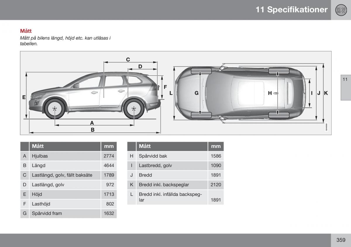 Volvo XC60 I 1 FL instruktionsbok / page 361