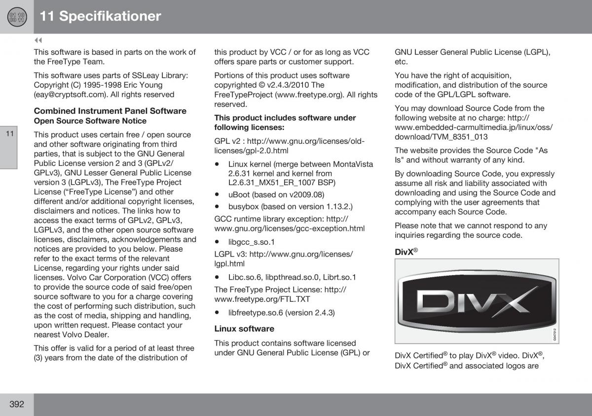 Volvo XC60 I 1 FL instruktionsbok / page 394